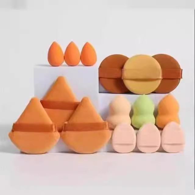 1件起批水晶绒三角形扇形干粉扑散粉定妆化妆美妆蛋干湿两用15个