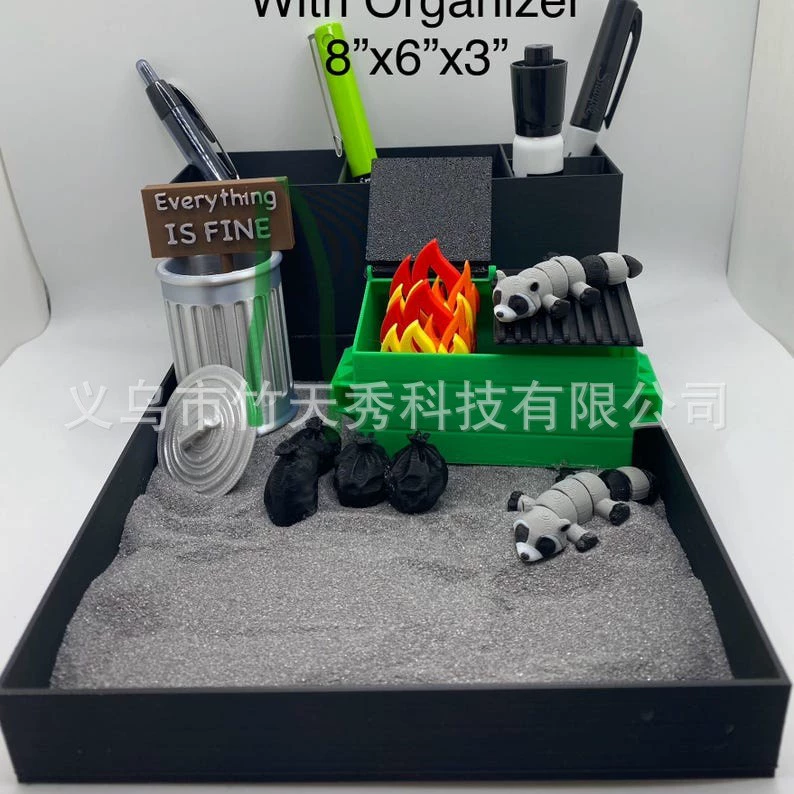 Кросс-бордерный Д Dumpster Fire Zen Garden снимает раздражительность и стресс Мусорное ведро Мини-украшение для стола