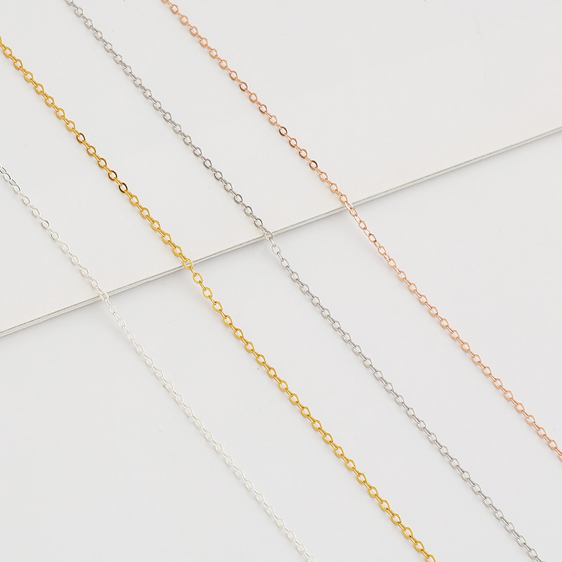 Plating Design Basic Style 1 Piece 925 Sterling Silver 18K Gold Plated Rose Gold Plated White Gold Plated Cable Chain Thick 1mm 40cm 5.5cm Long