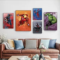 Декоративная картина (Marvel) герои «Мстители», водно-матовый холст, без рамы, несколько размеров