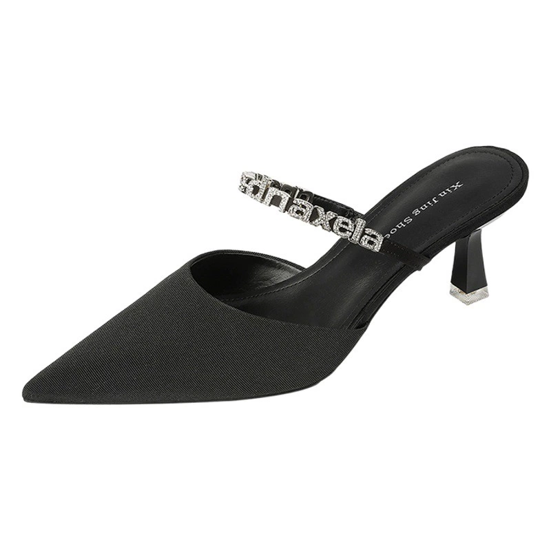 699-19 Женская 2023 Новая элегантная Верхняя одежда со стразами на высоком каблуке с острым носком Женская обувь на тонком каблуке