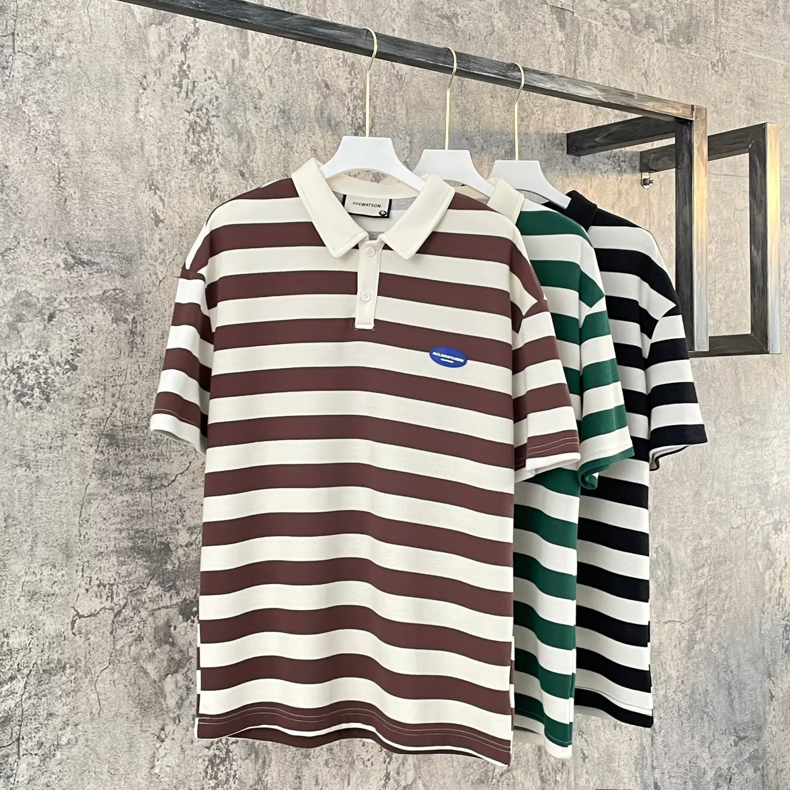 Tendencia 2024 nueva moda polo de manga corta camiseta a rayas para hombre camiseta mercerizada de alta calidad estilo de negocios