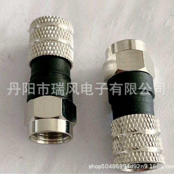 批发RG6射频同轴75-5挤压冷压F头射频同轴连接器英制公制F转接头