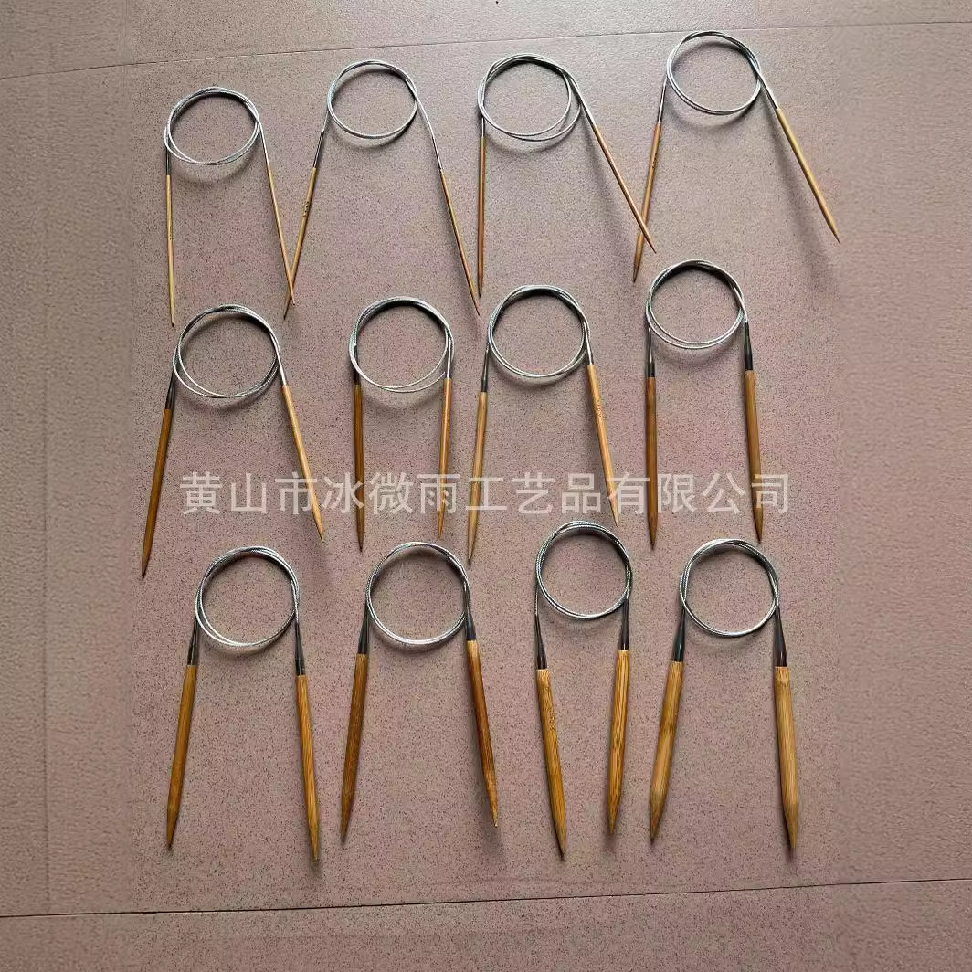 Fábrica directa de alambre de bambú anillo aguja anillo de bambú aguja tejer herramienta aguja de lana de bambú aguja anillo de carbón