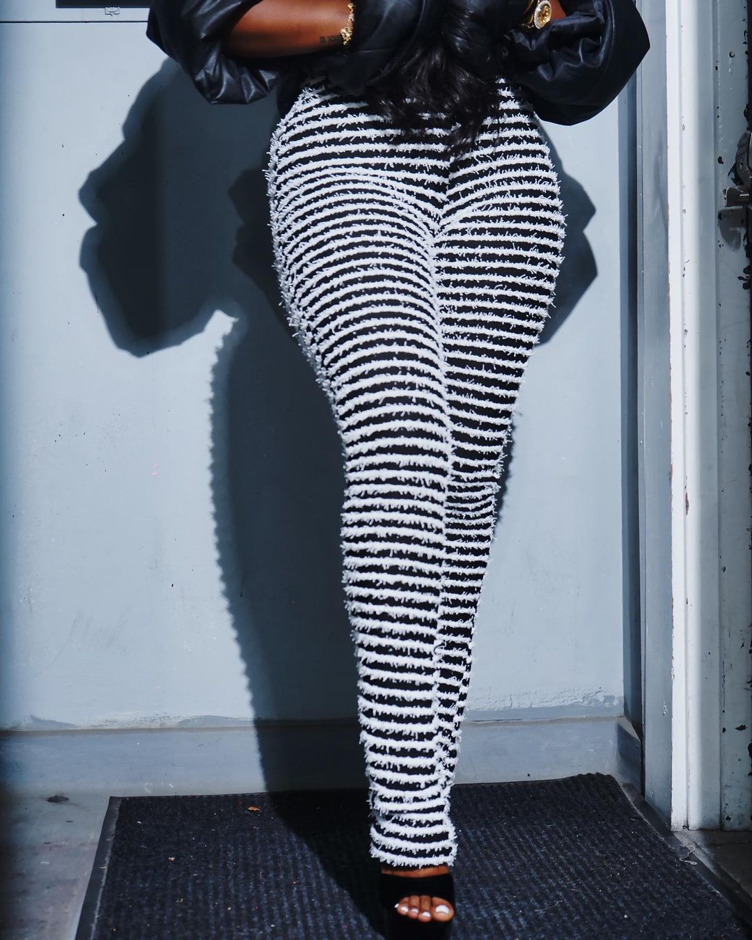 YY22342 Knitted striped sexy slim-fit pants for women, European and American spring fashion high-waisted and hip-lifting casual pants for hot girls pic 47