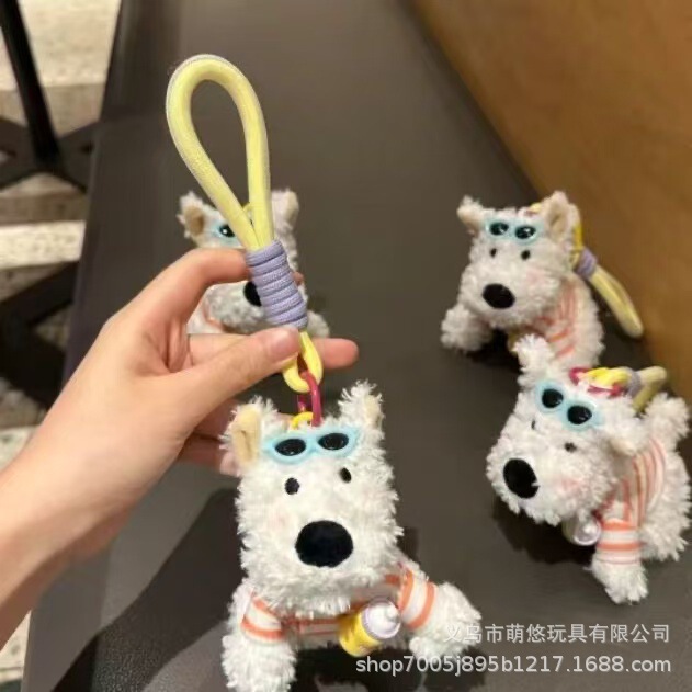 West Highland Plush Pendant Cute Cartoon Puppy Bag Pendant Plush Doll Keychain Plush Doll Wholesale