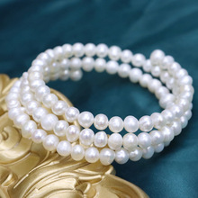 天然淡水珍珠手镯5-6mm三圈多种颜色时尚婉儿经典款式气质百搭272