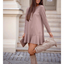 2025欧美跨境新款高级优雅名媛风连衣裙跨境大气简约时尚纯色长裙