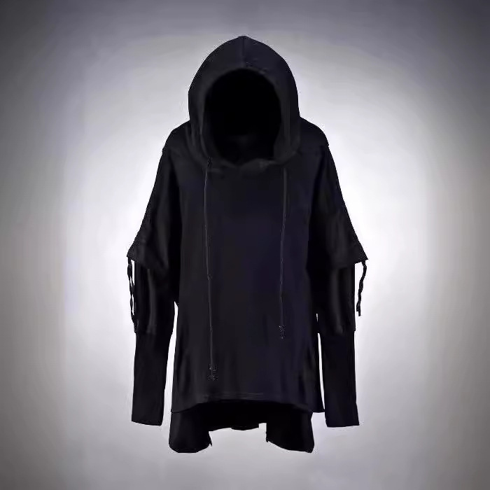 Autumn and Winter Fake Two-Piece Bat Shirt Hooded Cloak Wizard Hoodie Couple Hip-Hop Sweatshirt Men and Women Long-Sleeved Cloak Jacket
