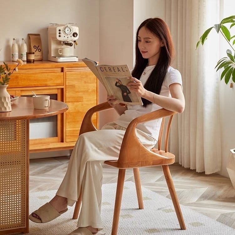 레트로 북유럽 디자이너 중국 식당 의자 레저 안락 의자 현대 미니멀리스트 협상 등받이 책상 단단한 나무 의자