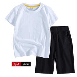 男童素色套装夏季新款T恤短裤两件套厂家批发代发儿童休闲运动装