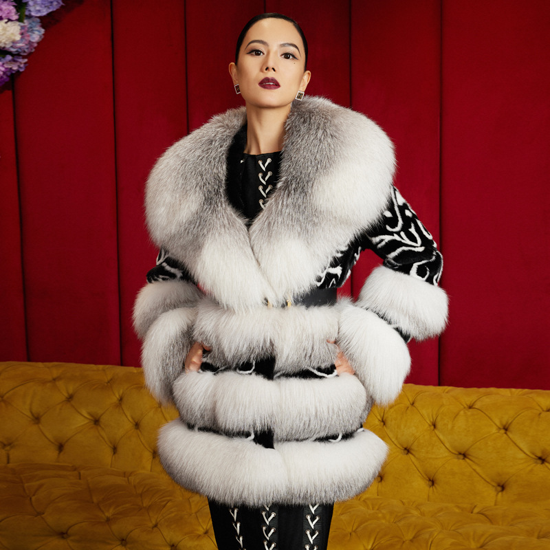 紫貂【谦卑傲慢】进口天鹅绒水貂整貂皮大衣女2024新款皮草外套女