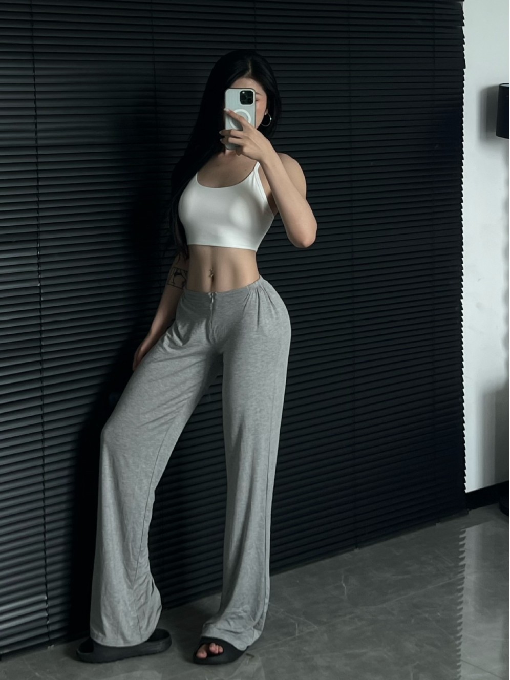 Cremallera enorme, cómodo, drapeado, yoga, pantalones deportivos Pilates, cintura pequeña pura, pantalones rectos para mujer