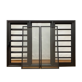 Shanghai door and window manufacturer aluminum alloy profile handle glass louver configuration fixed screen window summer anti-mosquito window
