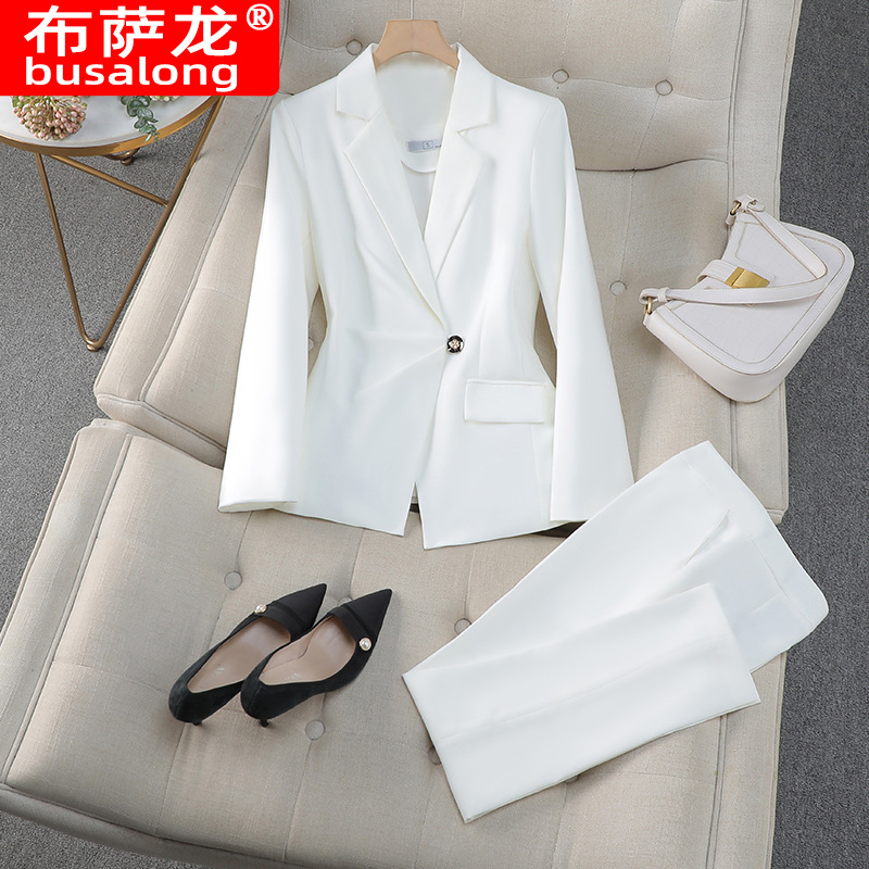 秋冬女士长袖职业西服正式西裤套装面试销售工作服 9629