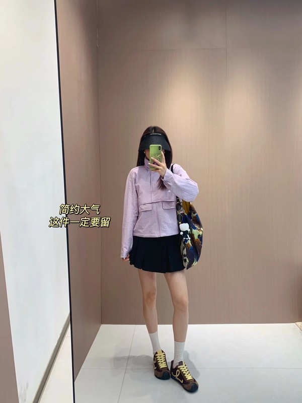 LU同款简约百搭户外休闲工装风衣小个子短款冲锋衣立领夹克外套女|undefined
