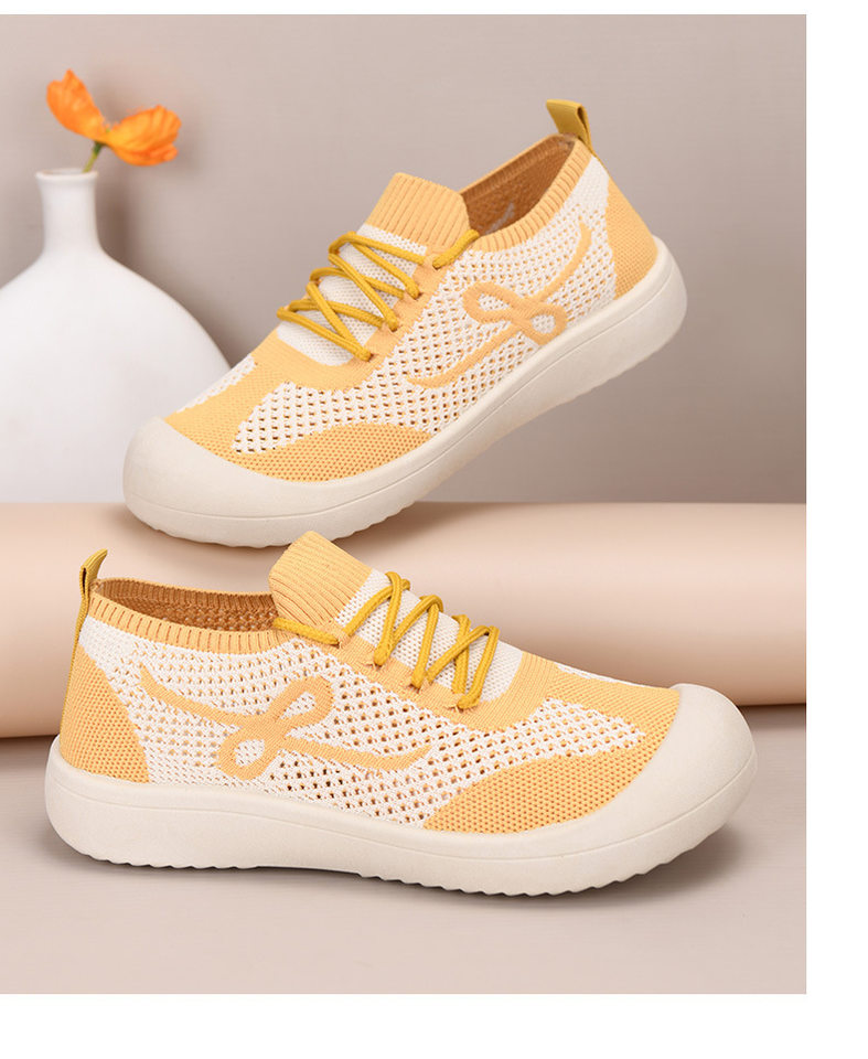 Giày lười nữ vải lưới thoáng khí đế bằng mềm, kiểu dáng một lớp dễ mang — Kaki dệt vải bay nữ, Nữ dệt thoi-vàng be, Nữ dệt thoi-đen chi tiết 14