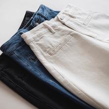 出口单棉+天丝舒爽面料复古高腰软牛仔直筒拖地显瘦气质牛仔裤女