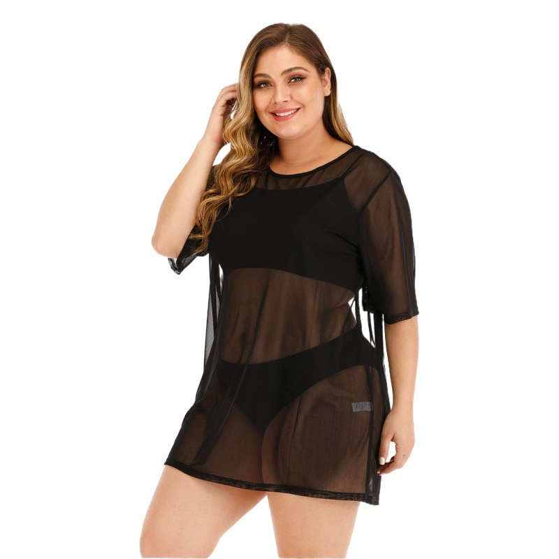 Трансграничная Европейская и американская Женская Сексуальная перспективная сетчатая пляжная юбка больших размеров, бикини, блузка, платье F1420