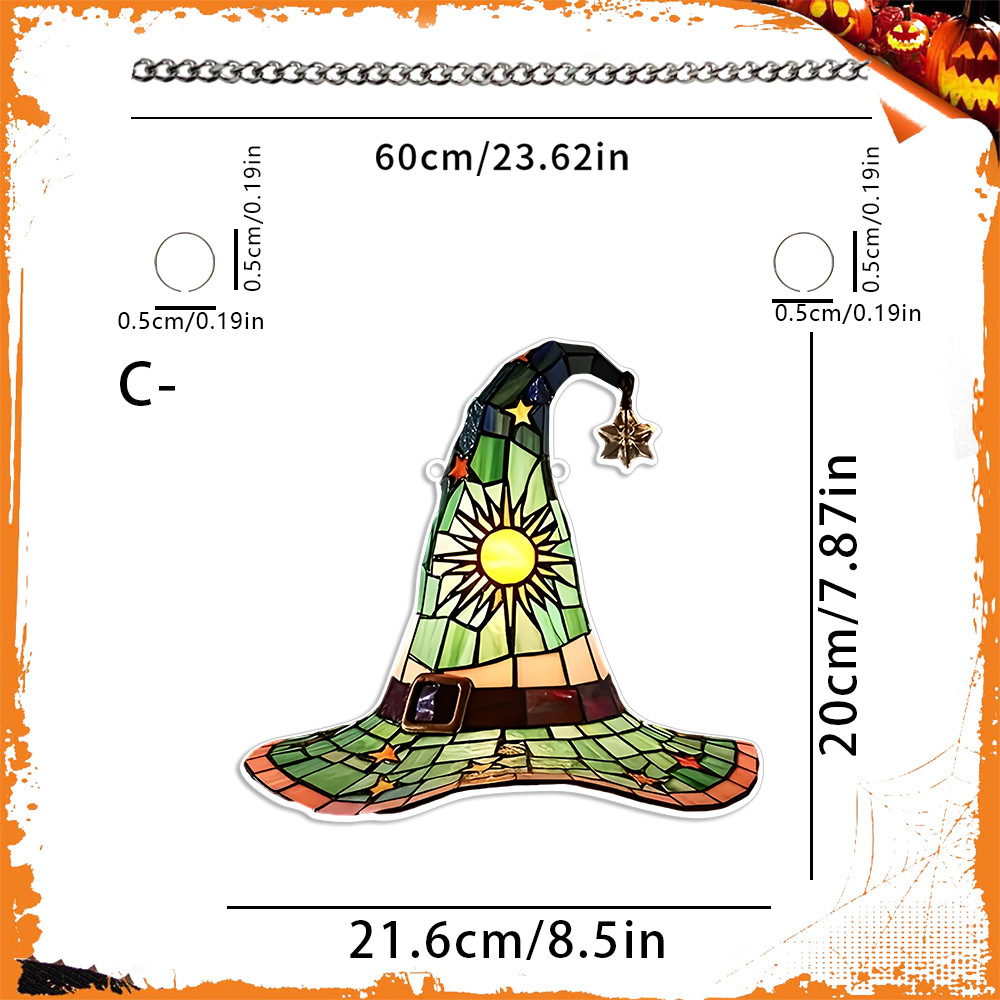 Transfronterizo Halloween bruja calabaza sombrero 2D acrílico disco colgante decoración navideña ventanas porche colgante listado
