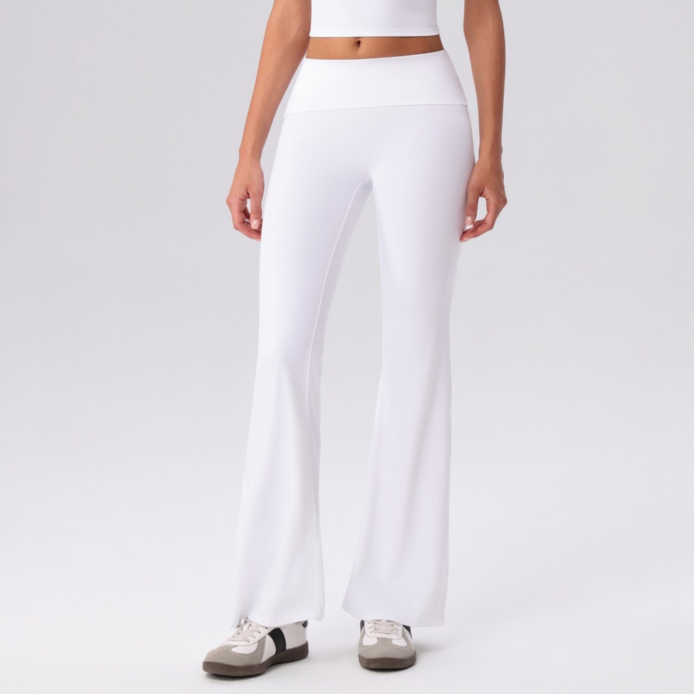 Nuevos pantalones de yoga transfronterizos europeos y estadounidenses secados rápidos de cintura alta desnudos pantalones deportivos de entrenamiento para correr pantalones largos