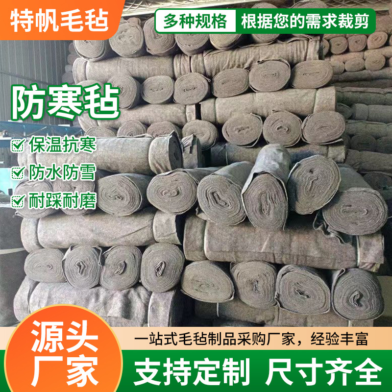 厂家定制加厚防寒毛毡 温室大棚保湿保温公路工程无纺布养护毯
