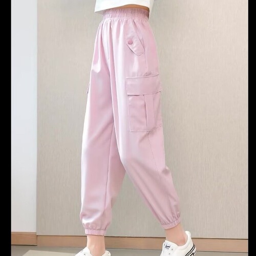 Children's Mosquito-Proof Pants Summer 2024 New Ice Silk Thin Sports Pants Kids Workwear Pants for Girls Big Kids Summer Outfit