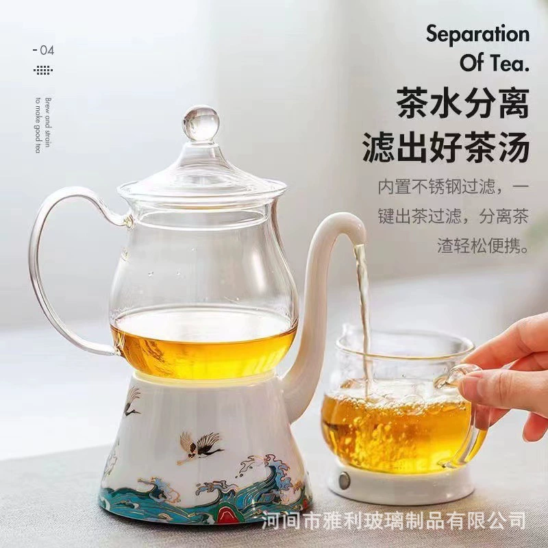 Glass automatic high-end tea set, teapot, increased thickness, light luxury style