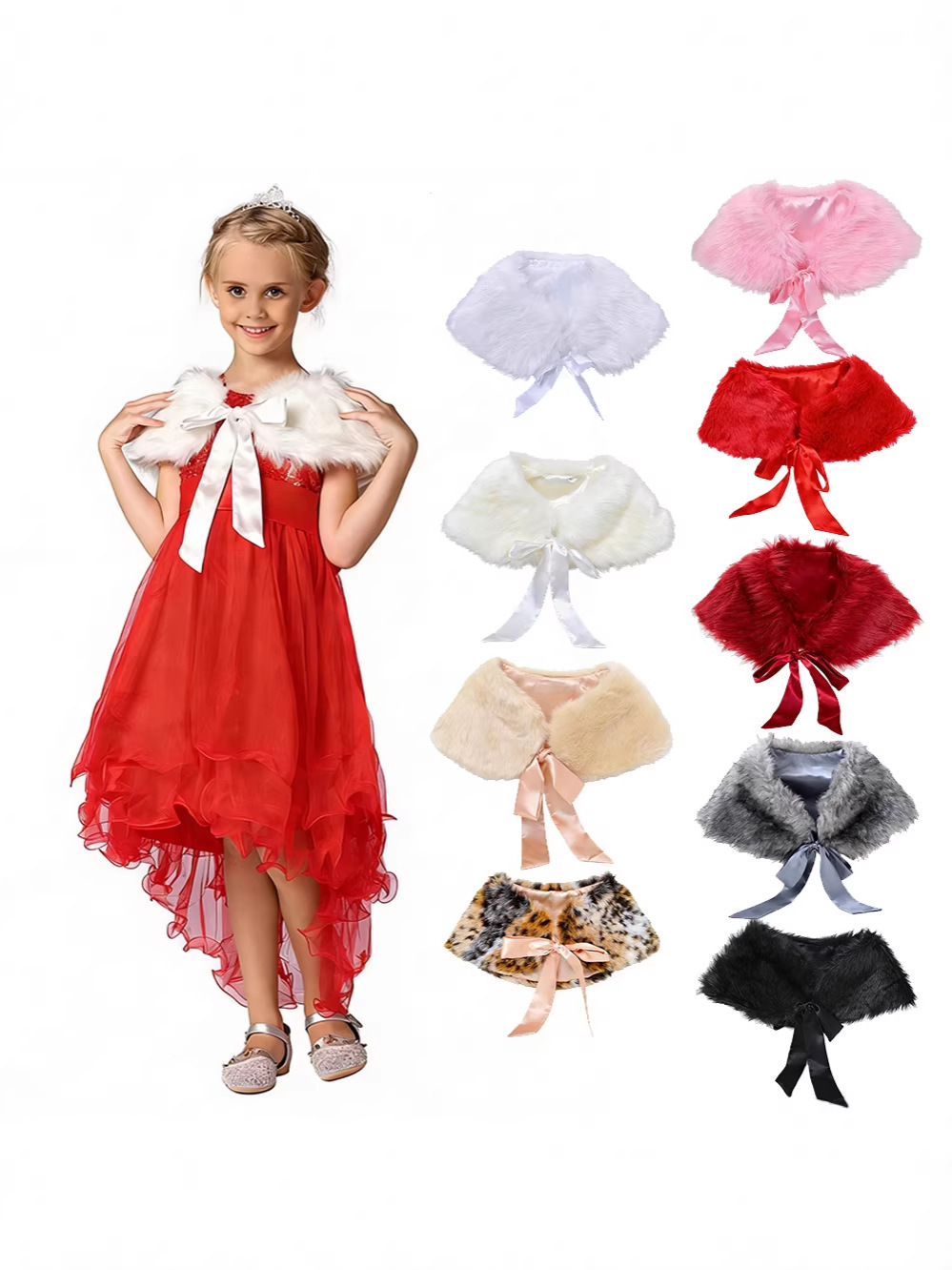 Una pieza de entrega de la niña chal 2024 nueva ropa para niños moda estilo coreano chal peludo accesorios para niños