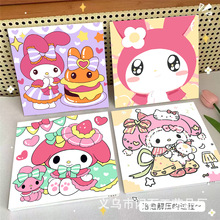 爆款数字油画diy美乐蒂填充油彩装饰画小女孩三丽鸥手工涂鸦礼物