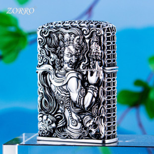 新款ZORRO佐罗打火机 煤油重盔甲金属镂空不动明王浮雕个性男礼物-阿里巴巴