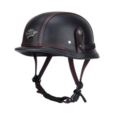 Motosiklet dəbilqələri – Steel Helmet, Leather Helmet - m55-56-black-and-red-line-single-helmet