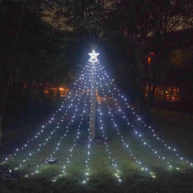 Transfronteriza estrella de cinco puntas cascada luz de color mágico luz LED tira de hielo luz agua LUZ DE Navidad patio diseño luz decorativa