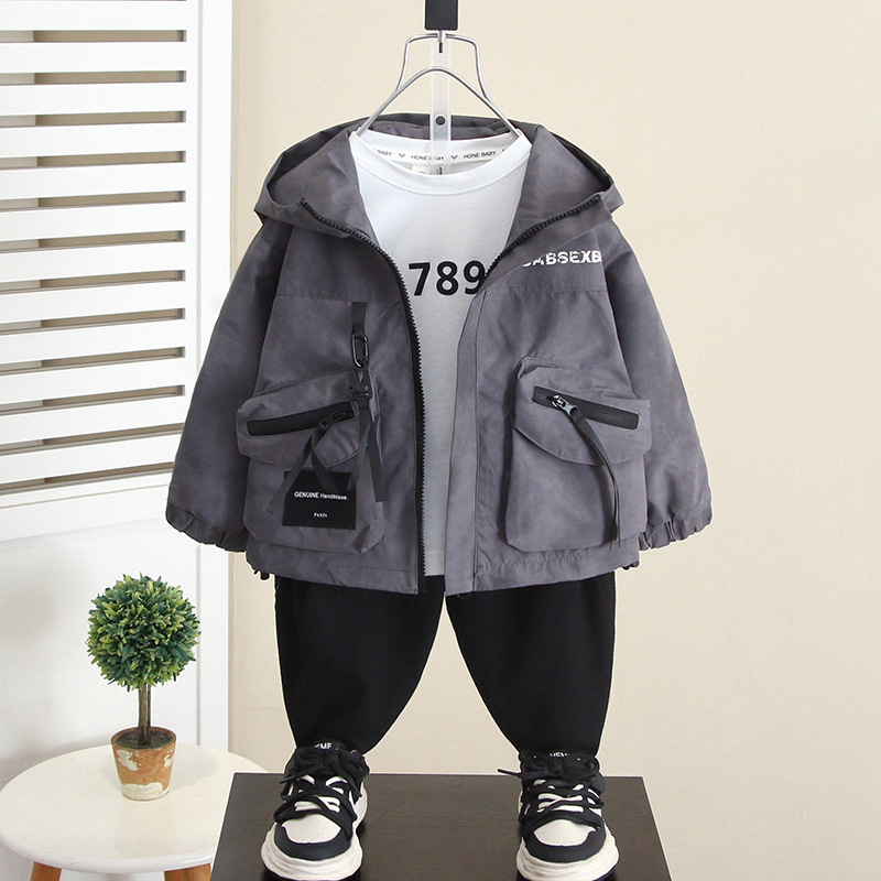 6182 ropa infantil de otoño chaqueta casual 2025 primavera y otoño nuevo chico guapo chaqueta de carga callejera de caída ropa de otoño bebé