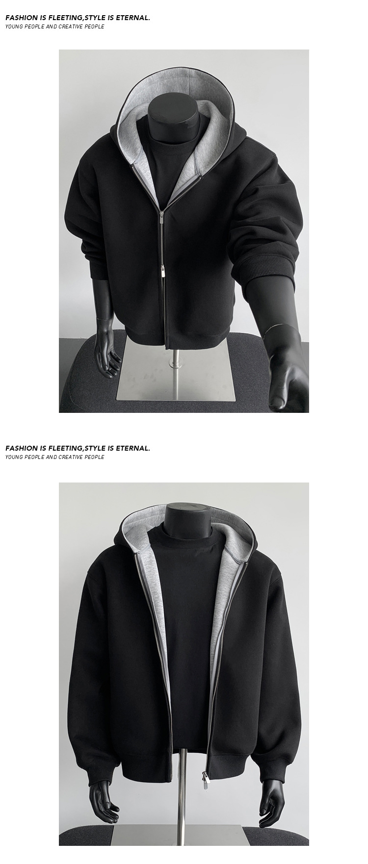 Schwerer Herren Kapuzenpullover Im Patchwork Style Oversized_voghion.com