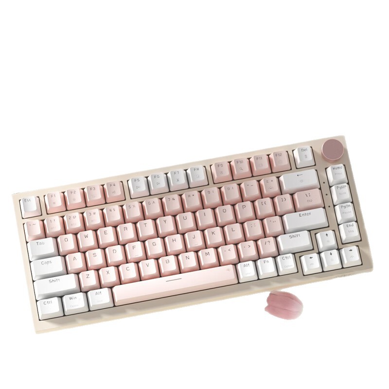 Teclado mecánico de niñas teclado rosa tres modos de alto valor de visualización estructura de goma suave juego de teclado de escritorio