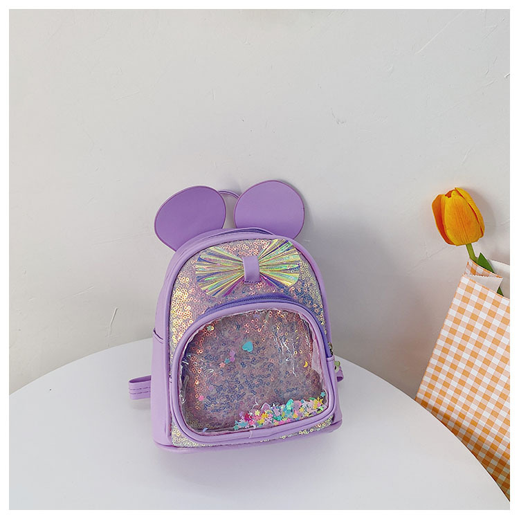 Cute Bow Knot Sequins Square Zipper Functional Backpack display picture 17