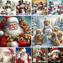 新款跨境圣诞老人雪人定制钻石绣砖石画贴画钻石画5Ddiy钻石画