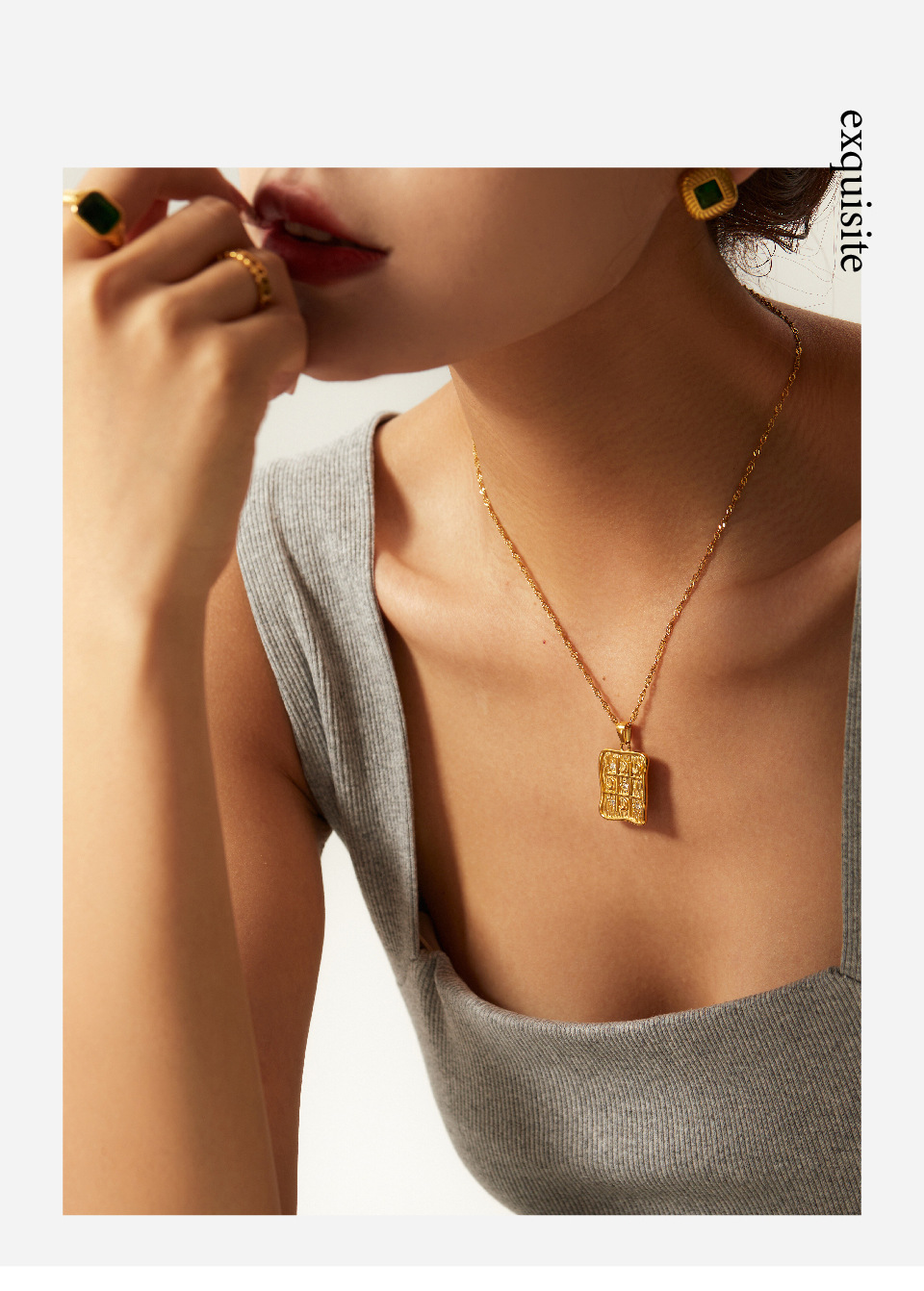 Retro Star Moon Stainless Steel Titanium Steel Plating Zircon Pendant Necklace