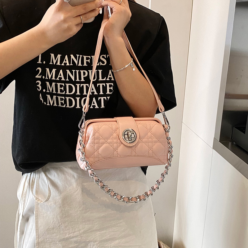 Alta textura de cadena de diamante bolso pequeño bolso de moda de mujer mini bolso de teléfono móvil exquisito bolso de cinturón de bloqueo