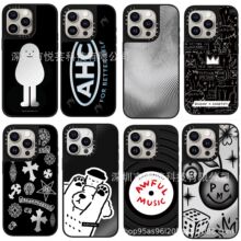 黑白中性风CASETI同款镜面潮流防摔潮牌手机壳适用于苹果iPhone16