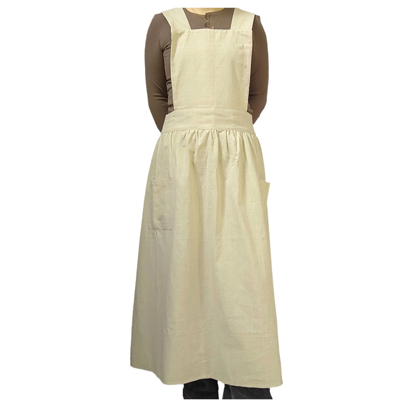 Apron for Women, Fashionable Japanese Floral Artist Custom Logo Printed Linen Artistic Nail Salon Work Clothes