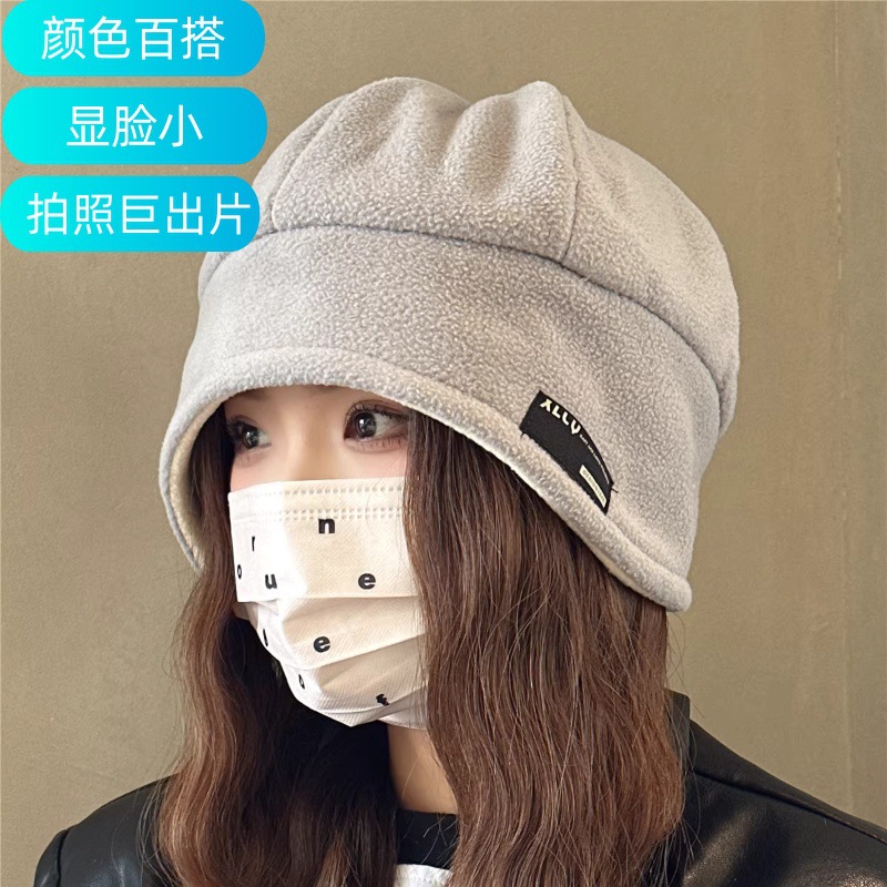 Xiaohongshu Popular Ins Warm Hat Women's Winter Mask Fleece-Lined Thickeneded Mask Windproof Pullover Hat Neck Scarf