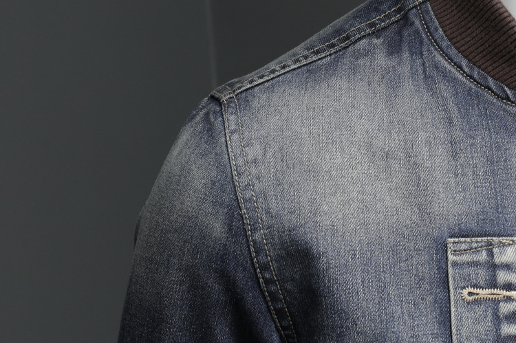Men's Retro Stand Collar Denim Jacket Trendy Spring Autumn Coat_voghion.com