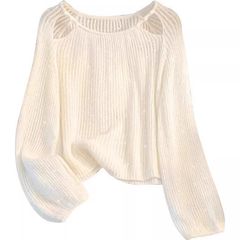 洋気独特のユニークな服装は小さいニットの女性春と秋の新しいセーターの上着を着て背が低くて甘いです。