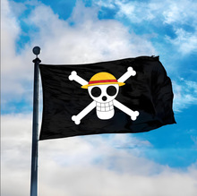 跨境海贼王旗帜亚马逊路飞草帽旗涤纶60*90 90*150海盗旗航海旗