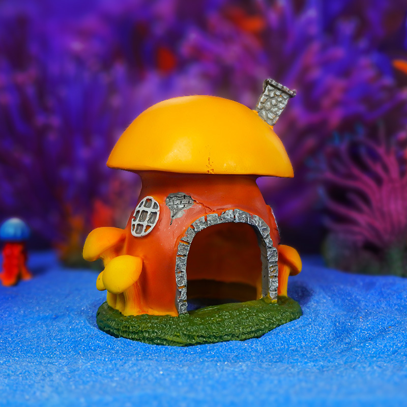 Escenario de peceras Casa de hongos Esquiva de la casa Bob Esponja Decoración de pecera de piña Adornos de dibujos animados Casa de refugio de peces y camarones