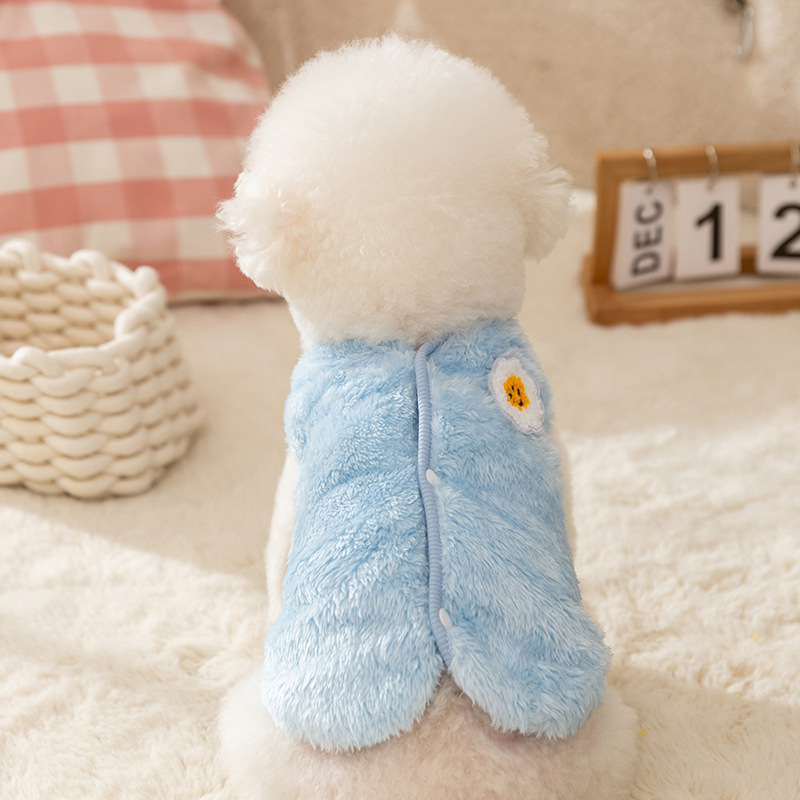 Otoño y invierno perros cachorros pequeños perros adorables macaron chaleco de lana de flores de sol gato ropa de perro