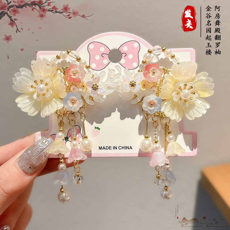 Niños mariposa bordilla clips estilo antiguo tocado de niñas flores frentes clips lateral tocado de cabello