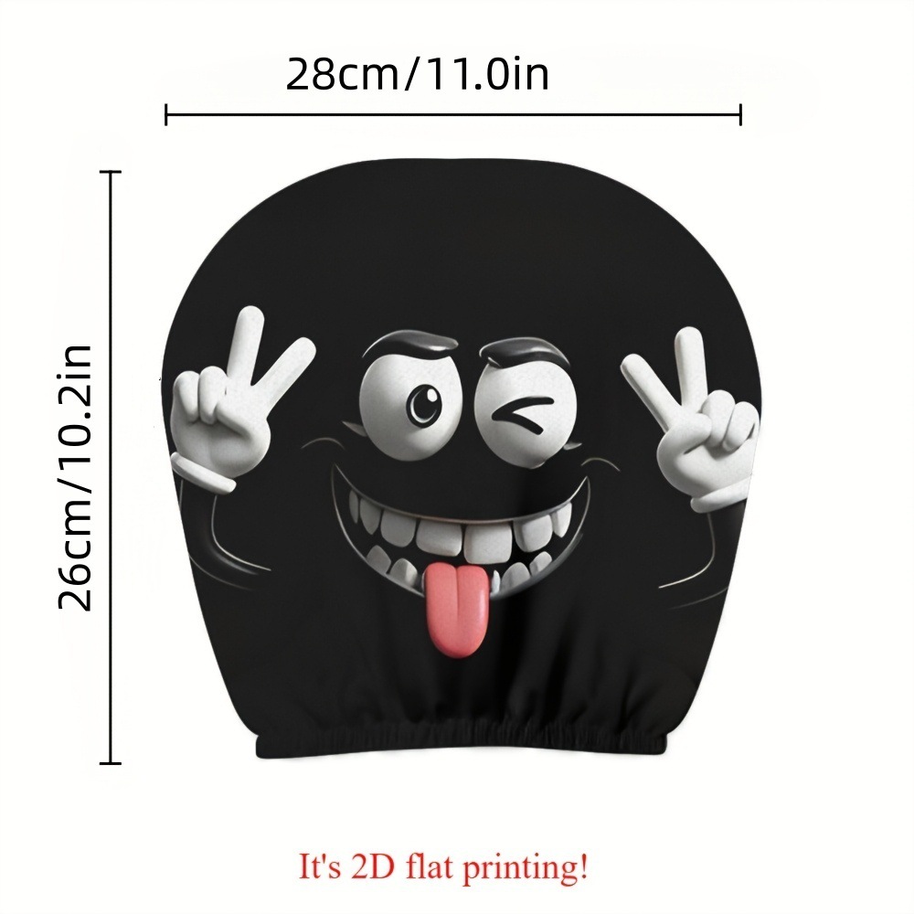 Universal Printed Headrest Covers for Cars, Various Quirky Prints, Polyester, Breathable, Antibacterial, Does Not Shrink or Become Hard